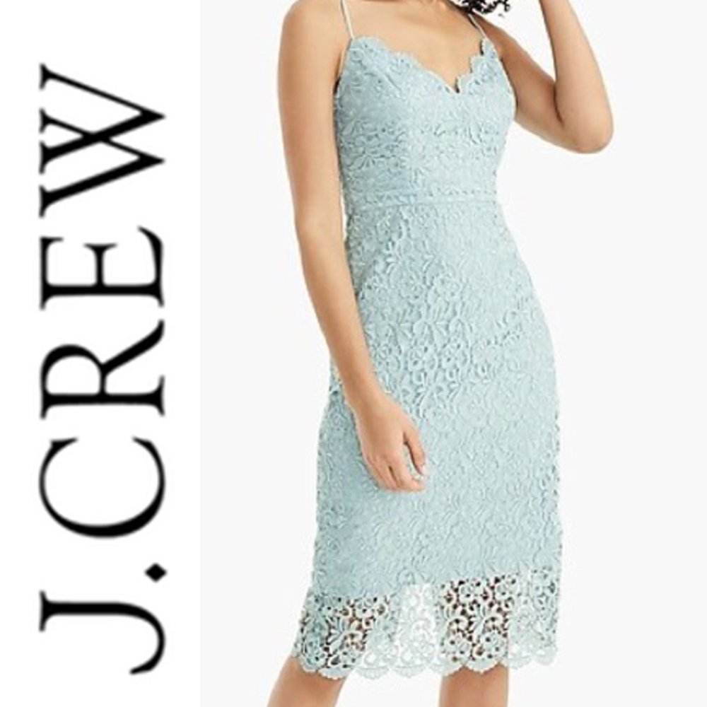 J. Crew Midi Dress Guipure Lace Spaghetti Strap